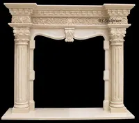 Belo bege marbler pilar romano lareira manto escultura