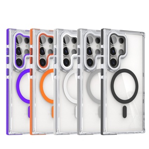 เคสโทรศัพท์แม่เหล็กใสสำหรับ Samsung S25 S22 S24 Ultra S23 Plus พร้อมที่ยึดฟิล์มเลนส์ ป้องกันการกระแทก ฝาครอบอะคริลิก - Product Image 2