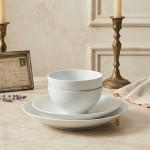 Service de vaisselle en céramique de style parisien <span class=keywords><strong>chic</strong></span>, blanc et céladon, assiettes plates, assiettes à dessert, bols, pour mariages et fêtes, non toxique - Product Image 4