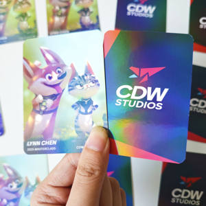 低MOQ高級ホログラフィックレインボーカラフルな挨拶名刺カスタマイズロゴホログラフィックフィルムラミネートギフト郵便カード - Product Image 3