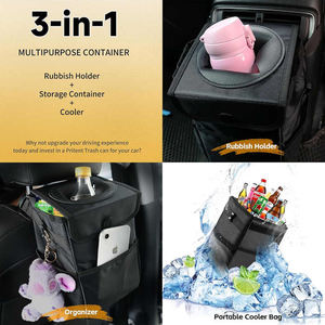 Su geçirmez taşınabilir çöp otomatik Trashcan çöp torbası sızdırmaz saklama kutusu araba çöp kutusu asılı araba saklama çantası kapaklı - Product Image 4