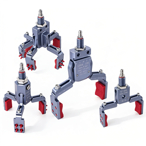 Pince pneumatique à quatre doigts en alliage d'aluminium avec détection magnétique élargie pour robot de moulage par injection - Product Image 1