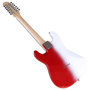กีตาร์ไฟฟ้าลายพิมพ์ 12 สาย สีแดงไล่ระดับขาว ตัวบอดี้ทำจากไม้บาสวูด ปิ๊กอัพแบบ Passive Closed สำหรับการเรียนการสอนและการแสดง - Product Image 2