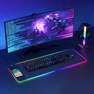 Chargeur <span class=keywords><strong>sans</strong></span> <span class=keywords><strong>fil</strong></span> antidérapant, 4 mm d'épaisseur, éclairage RGB, multifonctionnel, charge rapide 15 W, éclairage coloré extra-large, tapis de jeu - Product Image 4