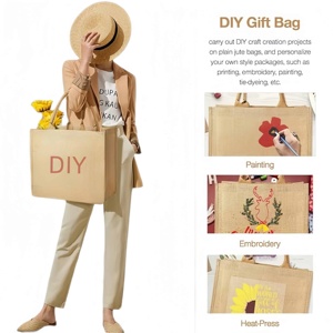 Wholesale Large Capacity Bags Oem Jute <b>Shopping</b> Tote Bags Eco Friendly Jute Bags for Women - Product Image 4