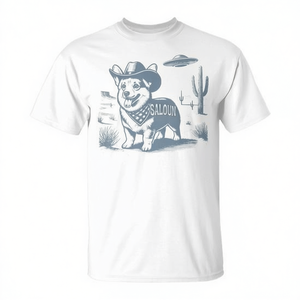 Western Cowboy Corgi Ufo <b>T</b>-<b>Shirt</b> Vintage <b>90s</b> Design Unisex Adult Size - Product Image 2