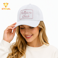 Op maat gemaakte suède 6-panelige gestructureerde sport baseballcap met 3D logo, dobby poplin stof, handborduurwerk, stippen/argyle luipaard fruit unisex