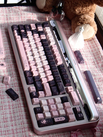 Clavier mécanique élégant pour femme, 141 touches, PBT personnalisé, gris français, rose cerise, avec un design mignon