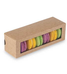 กล่องกระดาษคราฟท์สำหรับใส่มาการองแบบขายส่ง มีหน้าต่างใส ป้องกันการรั่วซึม สำหรับอาหารแบบนำกลับบ้าน พร้อมโลโก้สั่งทำได้ - Product Image 1