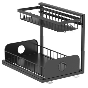 Étagère de Rangement Coulissante Réglable <span class=keywords><strong>Sous</strong></span> Évier, Multifonctionnelle pour <span class=keywords><strong>Épices</strong></span>, Meuble de Cuisine à Deux Niveaux, Étanche - Product Image 6