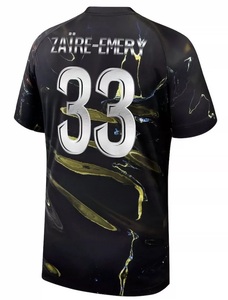 เสื้อฟุตบอลสีดำปี 2026 ขายตรงจากโรงงาน/เสื้อโพลีเอสเตอร์คุณภาพสูงพร้อมสายรัดหมายเลข/รองรับการปรับแต่งตามทีม - Product Image 4