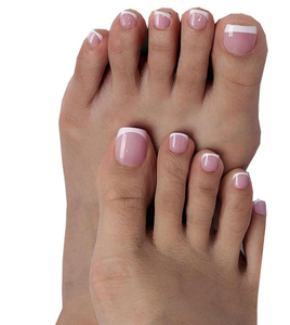216 faux ongles d'orteils en ABS, forme amande, bord blanc, couverture complète, pour pédicure - Product Image 6