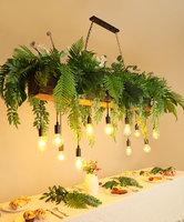 Lustre industriel LED avec design floral et plantes vertes, couleur et taille personnalisables, éclairage dimmable pour hôtel et bar