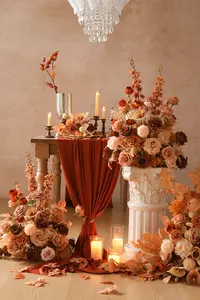 Centro de Mesa con Ramo de Rosas Artificiales Blancas de 19 Pulgadas para Decoración de Mesa de Boda - Product Image 5