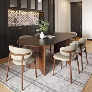 Juego de Mesa de Comedor Redonda de Madera Maciza de Nogal Moderno, Extensible y Convertible, con 8 Sillas para Restaurante, Hogar y <span class=keywords><strong>Cena</strong></span> - Product Image 1
