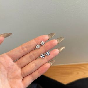 Dylam Tiny Charm <b>Fine</b> Fashion Jewelry Accessories S925 Silver Rhodium Plated 5A Zirconia Snowflake Shape <b>Stud</b> <b>Earrings</b> - Product Image 2