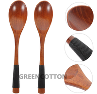 Cuillère en bois à long manche avec logo personnalisé, cuillère à mélanger réutilisable, cuillère à manger, ustensile de cuisine, cuillère de cuisson