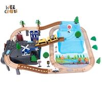 Set Mainan Edukasi Kereta Api Anak Lucu, Set Kereta Kayu Sempurna 70 Buah Besar