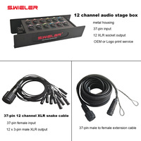 Câble multipaire XLR Socapex 37 broches OEM personnalisé, broches en cuivre plaqué or, pour scène, DJ, concert, église, boîtier de scène audio métallique 12 canaux 37 broches