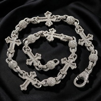 Chaîne en argent 925 avec croix perlée en moissanite HP Hop pour homme, VVS, entièrement sertie, passe le test du diamant