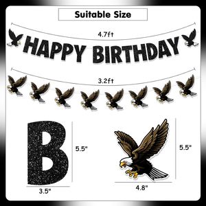 Pancarta de <span class=keywords><strong>Feliz</strong></span> <span class=keywords><strong>Cumpleaños</strong></span> con Diseño de Águila Calva y Guirnalda, Decoraciones para Fiesta de <span class=keywords><strong>Cumpleaños</strong></span> con Temática de Águila Calva para Niños, Niñas, Hombres y Mujeres - Product Image 1