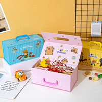 Boîte cadeau en papier mignonne à motif de dessin animé pour enfants de maternelle, bébés, célébrations, anniversaires d'enfants, fournitures d'emballage pour cadeaux
