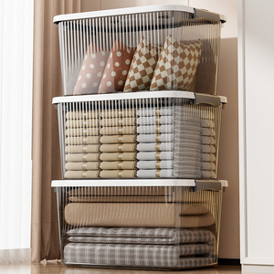 Thùng lưu trữ quần áo bằng nhựa chống bụi trong suốt cực lớn hộp Tổ chức Lưu trữ quần áo Hộp lưu trữ có nắp đậy - Product Image 5