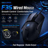 Mouse Gaming Optik Ergonomis Berkabel F35 USB LED 6 Tombol Dapat Diprogram Dapat Diisi Ulang untuk Tangan Kanan untuk Laptop/Desktop Gaming