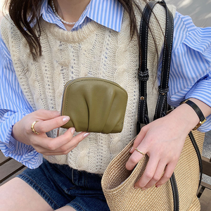 กระเป๋าใส่เหรียญมีซิปกระเป๋าคลัทช์หนัง PU สไตล์วีแกนขนาดเล็กสำหรับผู้หญิงที่ใส่บัตรกระเป๋าเงินทอนน่ารักกระเป๋าสตางค์สั้น - Product Image 6