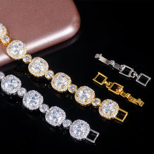 Pulsera de circón cúbico brillante para mujer, Color oro blanco, corte de princesa, regalos para mujer, accesorios de joyería de lujo para invitados de boda - Product Image 3