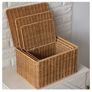 Clothing Organizer Woven Storage Box Rectangle Imitation Rattan Household Organizer Box Nordic Style Bedroom Storage - Product Image 3