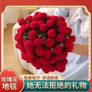 Crocheted Rose Bouquet <b>Blanket</b> 22 33 52 99 Roses Valentine's Day Gift Autumn Winter <b>Woolen</b> Air Conditioning Shawl - Product Image 4