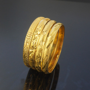Brazalete de Moda Chapado en Oro sobre Cobre, Grabado, de 8 mm de Ancho para Mujer - Product Image 2