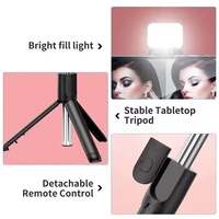 Multiples modes d'utilisation R1S Bâton de selfie pour téléphone portable avec lumière LED de beauté Télécommande Bt Trépied de bureau multifonctionnel en direct