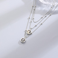 Collier pendentif double couche en zircon cubique créé en laboratoire, plaqué or véritable, minimaliste, pour femme, usage quotidien et soirée, mode raffinée