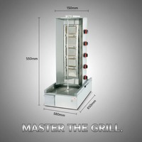 Machine à shawarma au gaz de comptoir en acier inoxydable à 5 brûleurs, réduction du bruit, usage commercial, grill vertical robuste, doner kebab