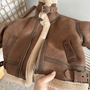 Ropa de Otoño para Niños y Niñas, Personalizada, con Forro Polar, Cuello Alto, Tapeta Oblicua, de Gamuza y Piel Sintética, Cálida y a la Moda - Product Image 4