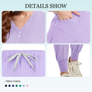 Comfortable Stretch Quick-Drying Short Sleeve Scrubs Uniform Set Unisex Moisture Wicking Hospital Workwear Split Set - Product Image 3