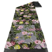 Gaun malam renda Jacquard wanita, elegan 2024 Multi Warna 3 + 4mm payet bordir pola tanaman bunga teknologi tenun