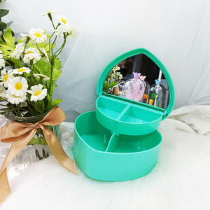 New Custom Wholesale Travel Jewelry Storage Box Organizer <b>Mirror</b> Double-layer Portable Heart Jewelry Gift Box Valentine's Day - Product Image 5