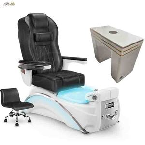 Moderno masaje de espalda cómodo salón beige sillón de pedicura doble con cuenco anti-acetona - Product Image 6