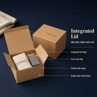 Boîte cadeau en carton kraft brun avec impression personnalisée pour bijoux, cosmétiques, bougies, couvercle intégré, déballage facile, emballage pliable, vente en gros, OEM