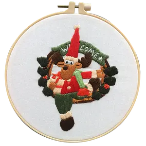 JPさまざまなクリスマスパターンアートソーイング手Diy刺Embroideryセット布ツール刺Embroideryアクセサリーキットを含む