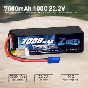 ZEEE 6S 22.2V 100C 7000mAh BEST RC Lipo Battery EC5 For Traxxas X-Maxx 8S 4WD RTR Monster Truck And Traxxas UDR