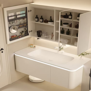 ตู้ห้องน้ำพร้อมอ่างล้างหน้าแบบฝังในตัว ผิวสัมผัสนุ่ม - Product Image 4