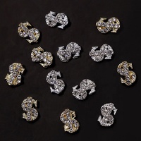 Nuancier de luxe pour Nail Art, symbole de signe Dollar, or, argent, diamant complet, pierre en alliage, breloques pour décoration, meilleure vente, nouveauté