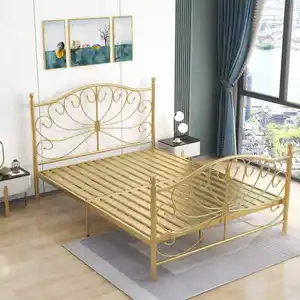 럭셔리 침대 킹 사이즈 골드 디자인 퀸 사이즈 금속 공주 침대 프레임