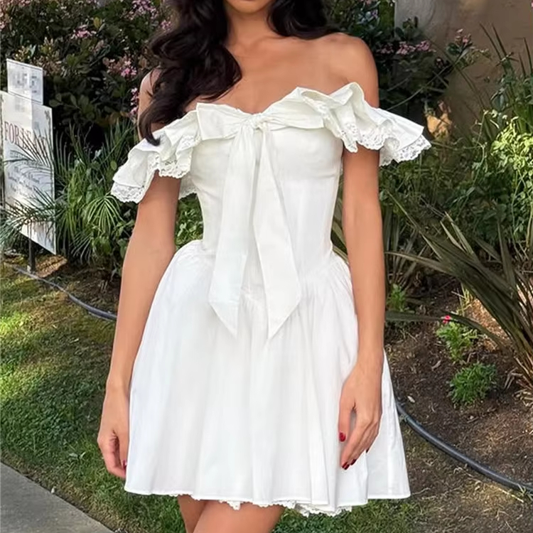 white christmas dresses Summer Afternoon Satin Ivory Mini Dress main image 1