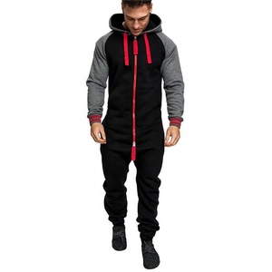 Costume pantalon avec veste pour homme, combinaison, avec capuche, fermeture éclair complète, décontracté - Product Image 1