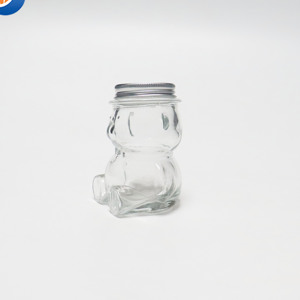 Vente en gros de pots en verre en forme d'ours en peluche de différentes tailles, pots en verre pour miel, bonbons, chocolat avec couvercle à oreilles - Product Image 4